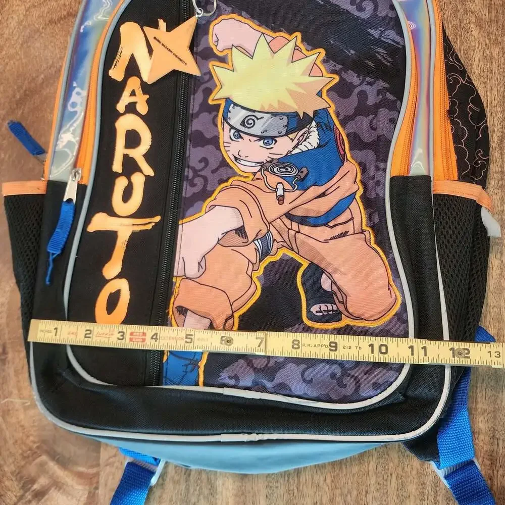 Bioworld Naruto Black 16in Backpack Boys Anime School Bag Mesh Bottle Pockets